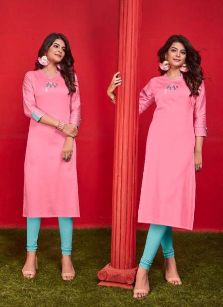 Pink Colour Latest Fancy Ethnic Wear Heavy Jam Cotton Designer Kurti Collection 1231-53